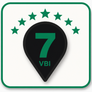 VBI Seven-Star pin next to your Google Maps listing — paid View Buy It listing, not a Google review